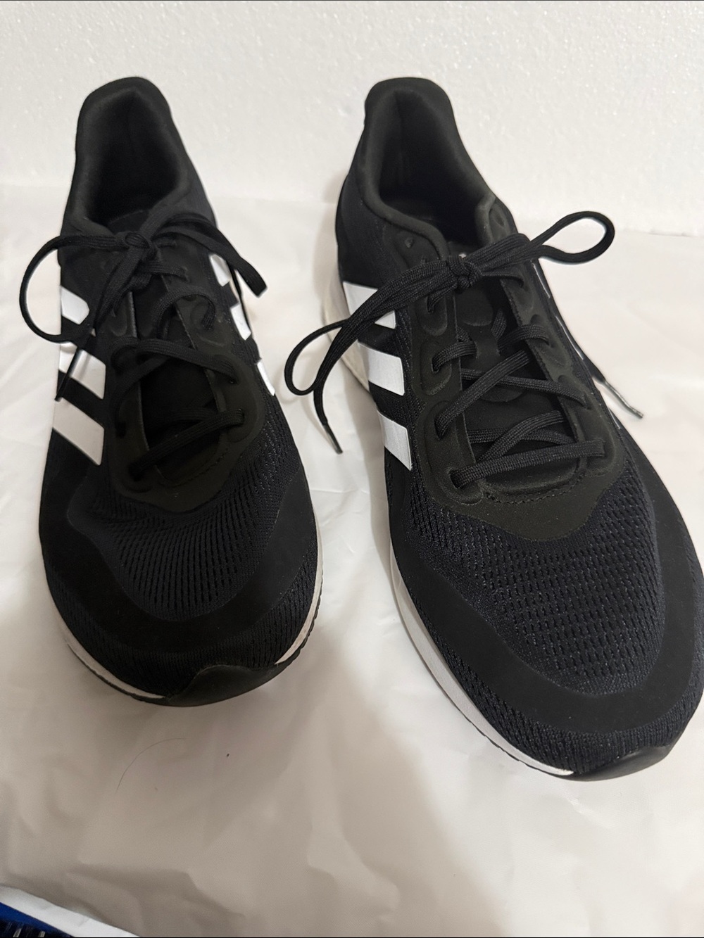 Men's Adidas Black Athletic Running Shoes with White Stripes
